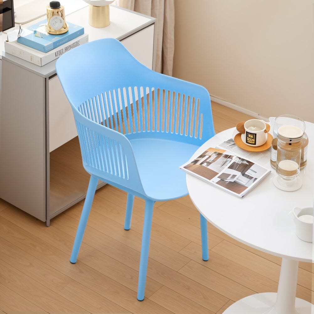 Vibrant Blue Plastic Chair, Set of Four, Durable and Lightweight - House Comfort