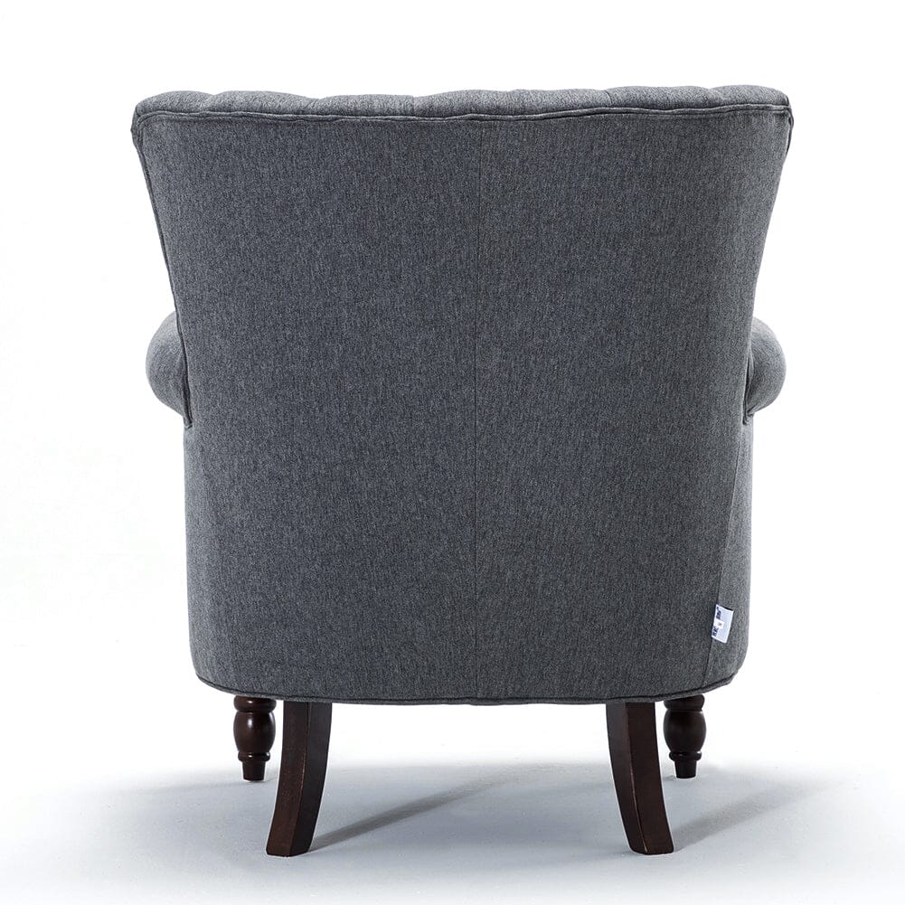 Vintage Linen Upholstered Wing Back Armchair - House Comfort