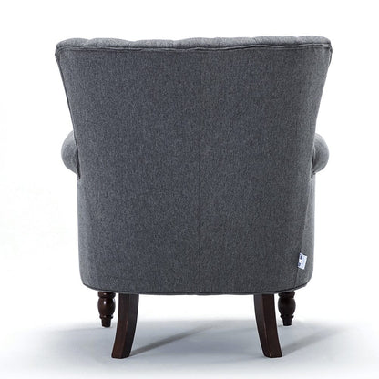 Vintage Linen Upholstered Wing Back Armchair - House Comfort