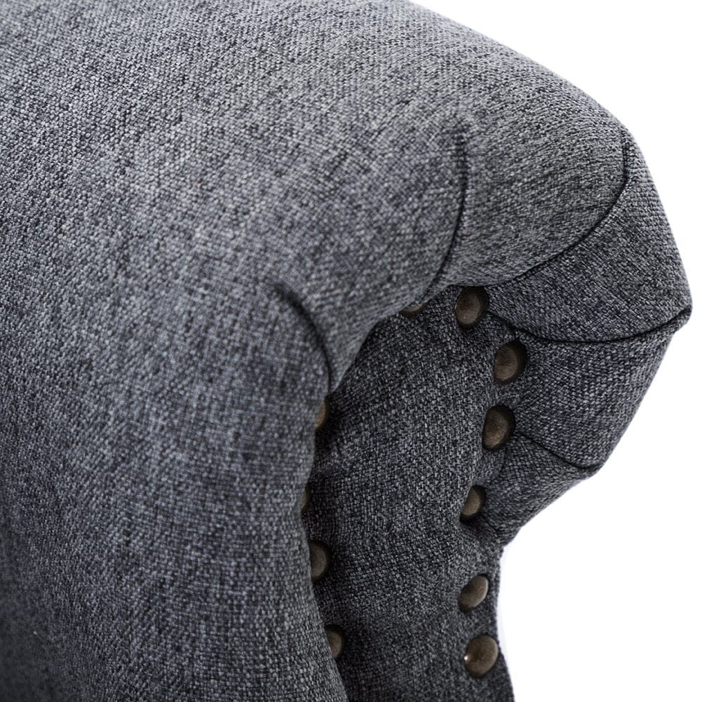 Vintage Linen Upholstered Wing Back Armchair - House Comfort