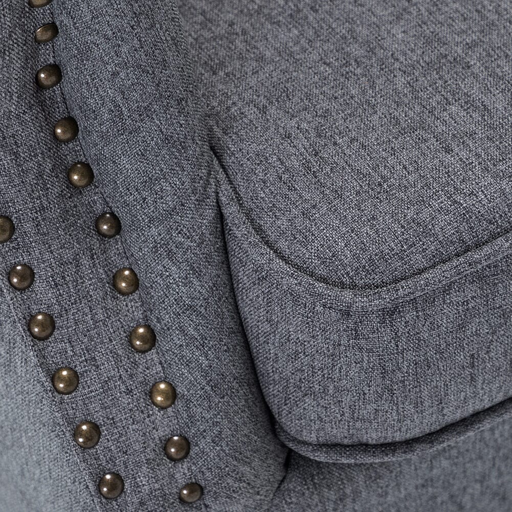 Vintage Linen Upholstered Wing Back Armchair - House Comfort