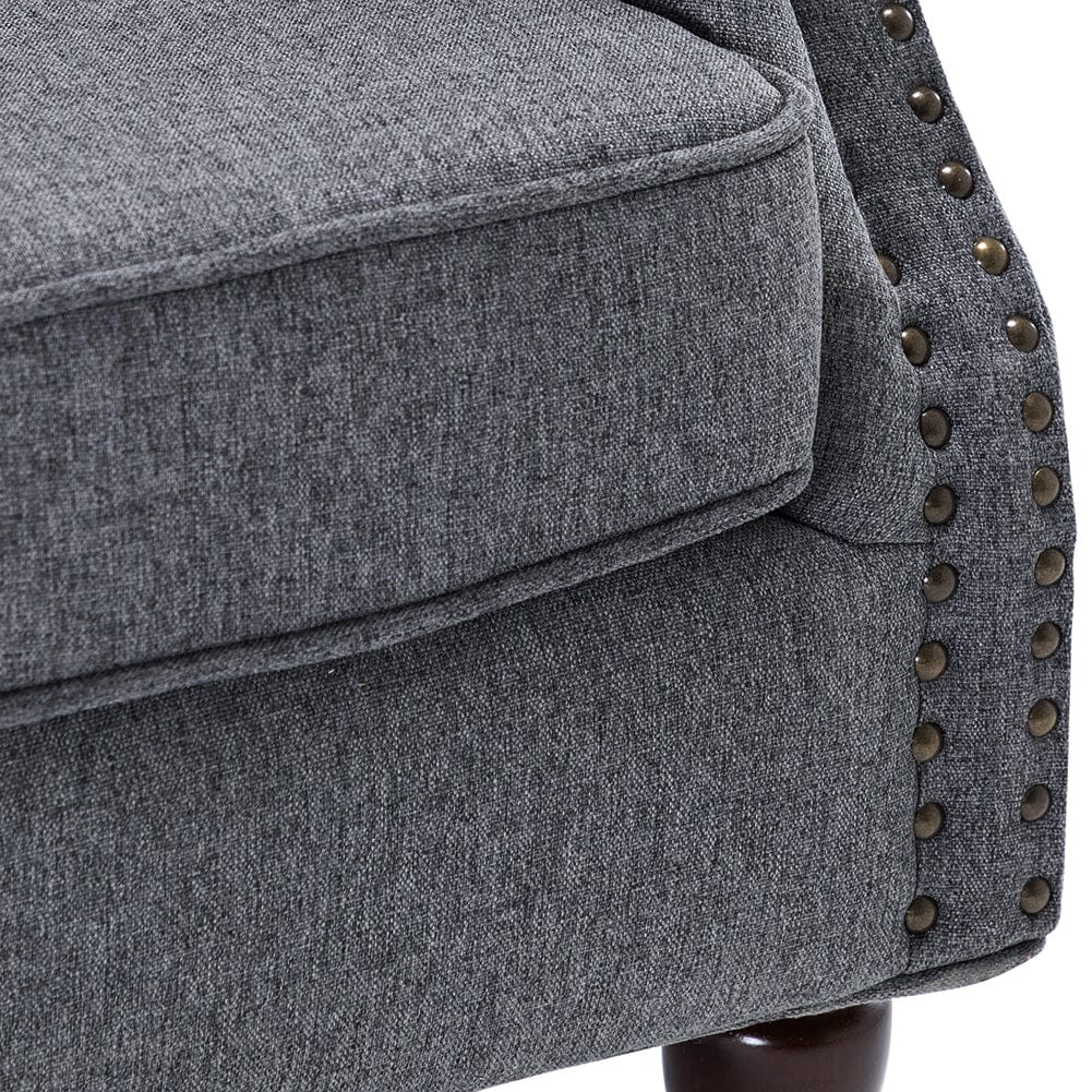 Vintage Linen Upholstered Wing Back Armchair - House Comfort