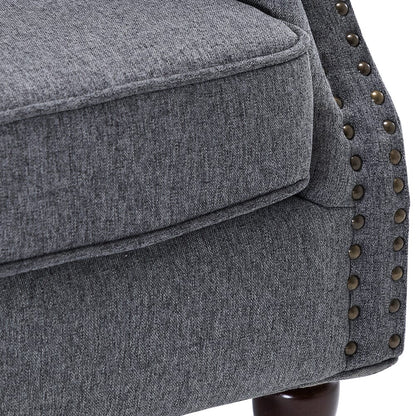 Vintage Linen Upholstered Wing Back Armchair - House Comfort