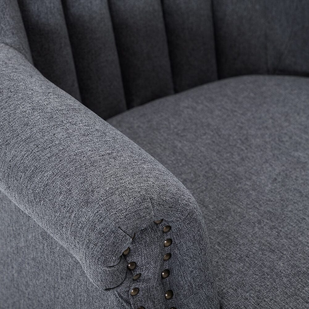 Vintage Linen Upholstered Wing Back Armchair - House Comfort