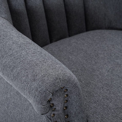 Vintage Linen Upholstered Wing Back Armchair - House Comfort