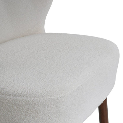 White Boucle Teddy Upholstered Accent Chair with Footstool - House Comfort