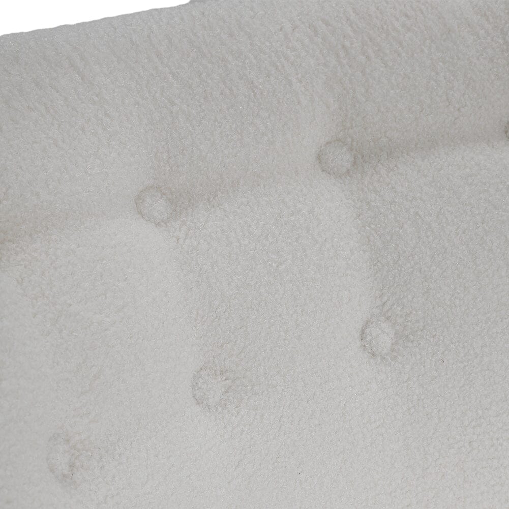 White Boucle Teddy Upholstered Accent Chair with Footstool - House Comfort