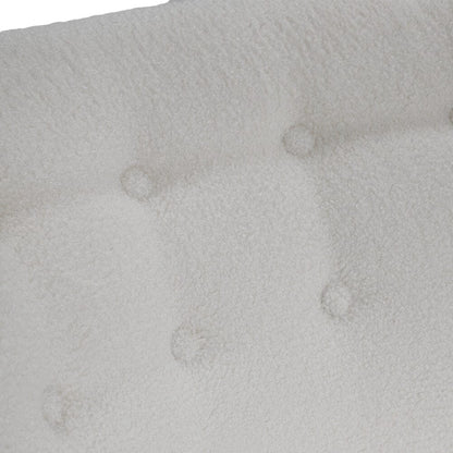 White Boucle Teddy Upholstered Accent Chair with Footstool - House Comfort