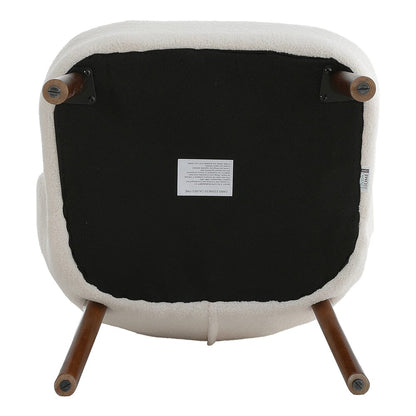 White Boucle Teddy Upholstered Accent Chair with Footstool - House Comfort