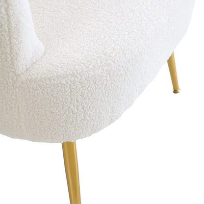 White Teddy Fabric Armchair with Metal Legs - House Comfort