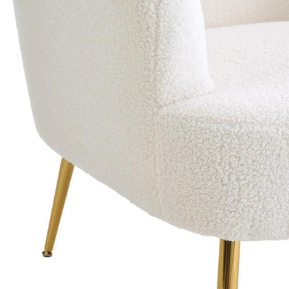 White Teddy Fabric Armchair with Metal Legs - House Comfort