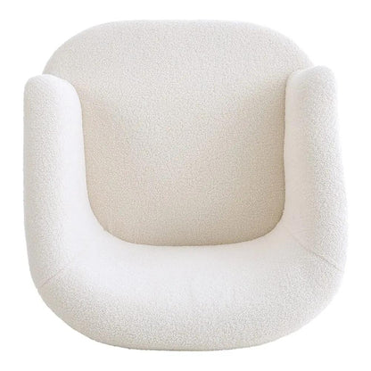 White Teddy Fabric Armchair with Metal Legs - House Comfort