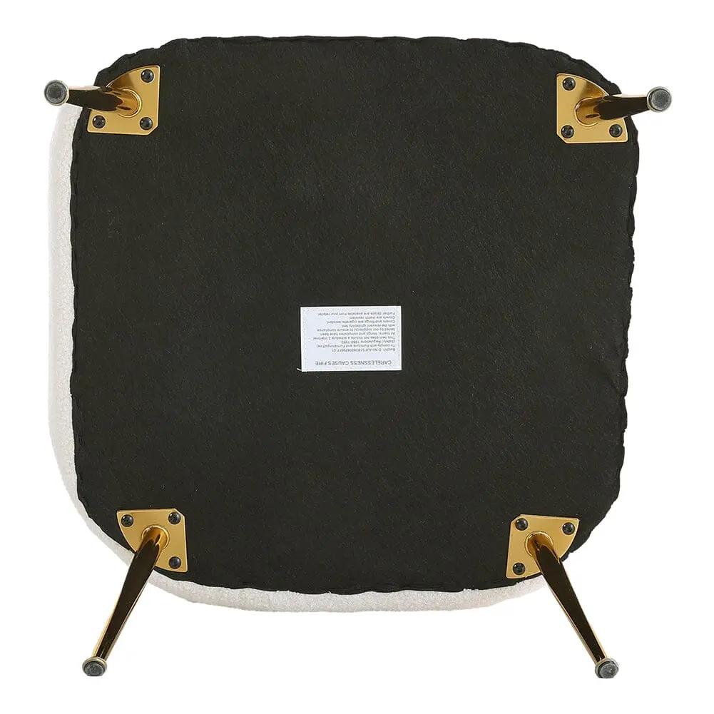 White Teddy Fabric Armchair with Metal Legs - House Comfort