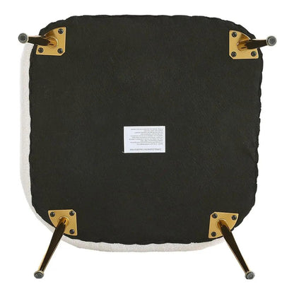 White Teddy Fabric Armchair with Metal Legs - House Comfort