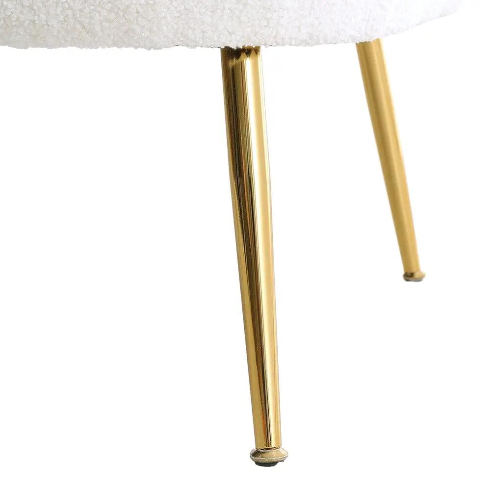 White Teddy Fabric Armchair with Metal Legs - House Comfort