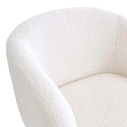 White Teddy Fabric Armchair with Metal Legs - House Comfort