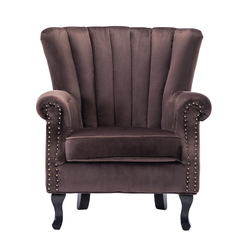 WineRed/Blue Velvet Wingback Chair Upholstered Armchair - House Comfort