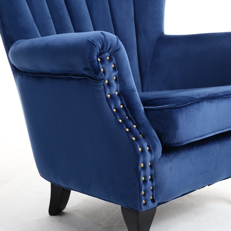 WineRed/Blue Velvet Wingback Chair Upholstered Armchair - House Comfort