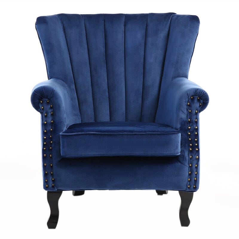 WineRed/Blue Velvet Wingback Chair Upholstered Armchair - House Comfort