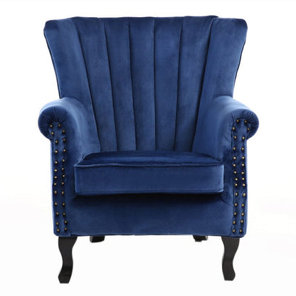 WineRed/Blue Velvet Wingback Chair Upholstered Armchair - House Comfort