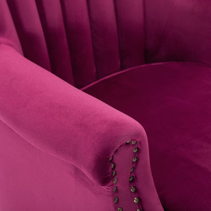 WineRed/Blue Velvet Wingback Chair Upholstered Armchair - House Comfort