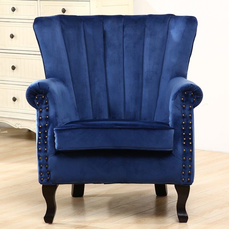 WineRed/Blue Velvet Wingback Chair Upholstered Armchair - House Comfort