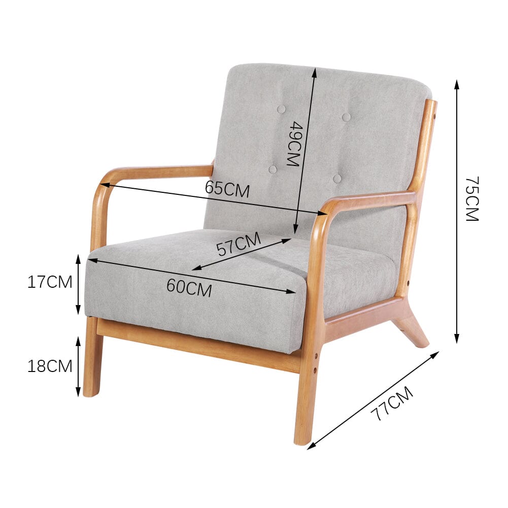 Wood Single Sofa Lounge Chair with Cushion - House Comfort