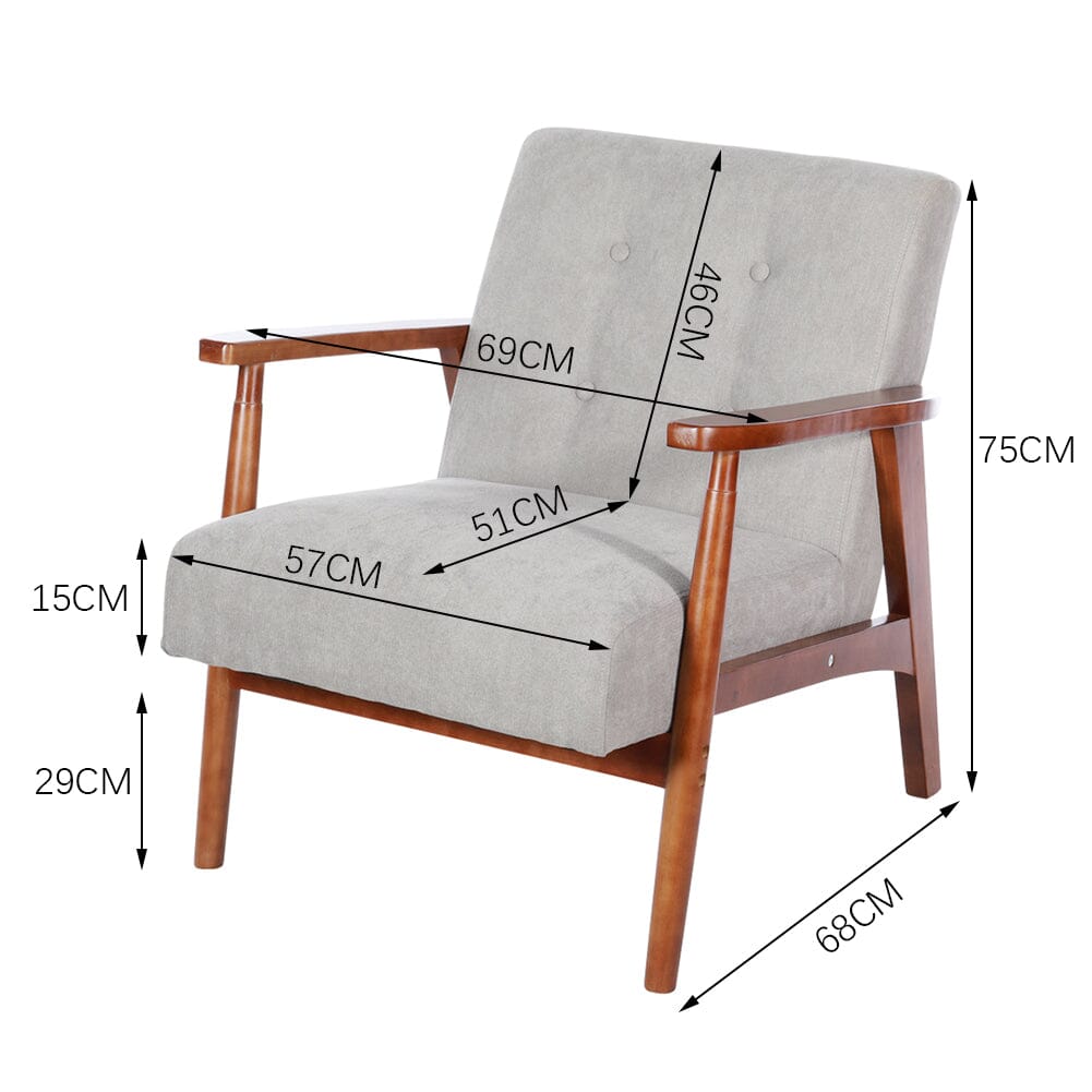 Wood Single Sofa Lounge Chair with Cushion - House Comfort