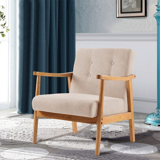 Wooden Armchair Upholstered Occasional Chair - House Comfort