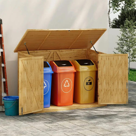 Wooden Bicycle Shed with Asphalt Roof and Steel Locking Door - House Comfort