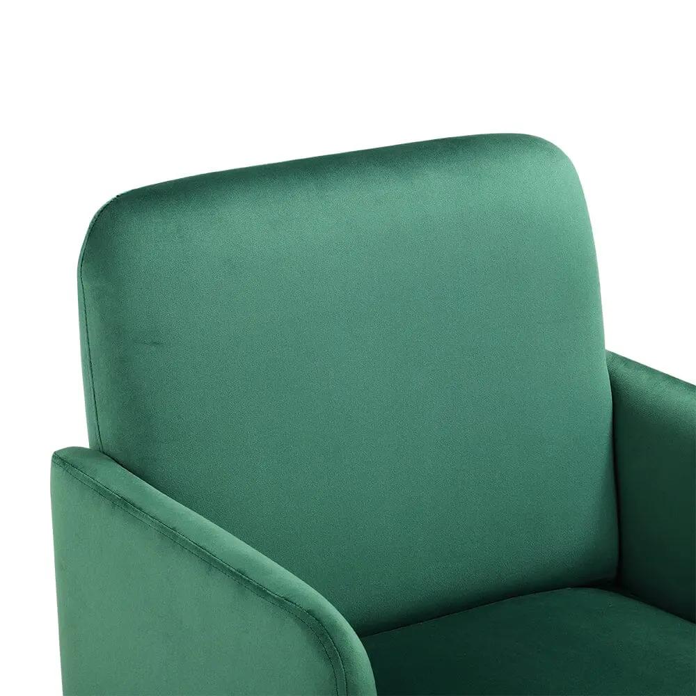 Wooden Legs Velvet Armchair Chair with Footrest - House Comfort