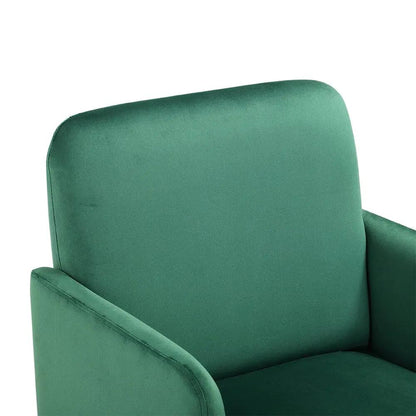 Wooden Legs Velvet Armchair Chair with Footrest - House Comfort