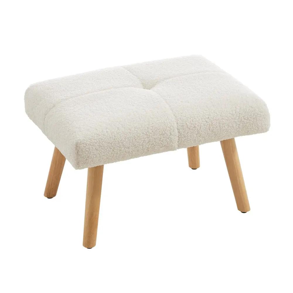 Wooden Legs Velvet Armchair Chair with Footrest - House Comfort