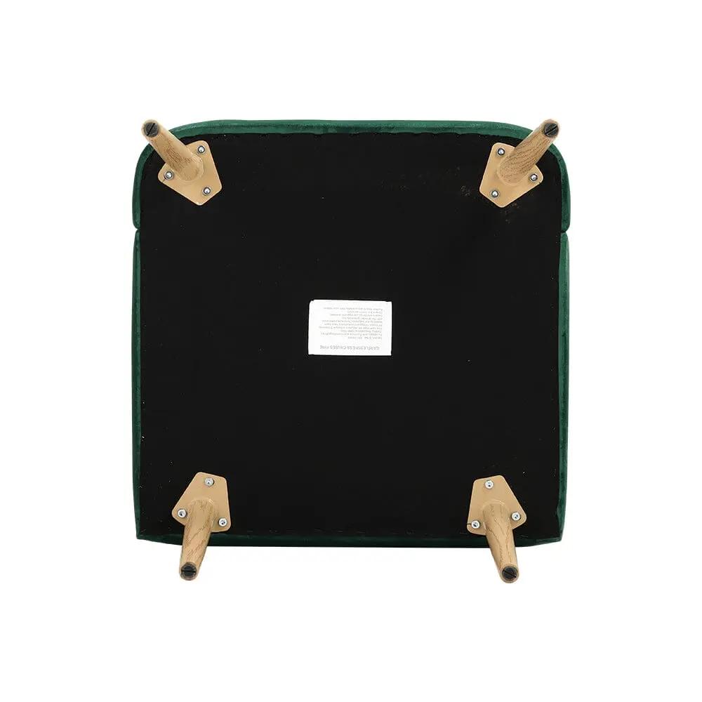 Wooden Legs Velvet Armchair Chair with Footrest - House Comfort