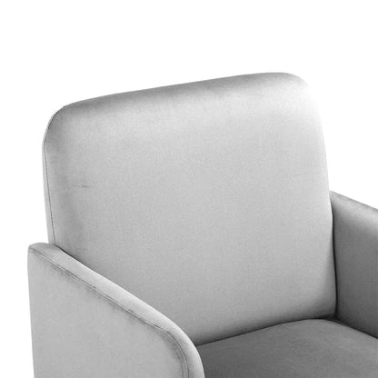 Wooden Legs Velvet Armchair Chair with Footrest - House Comfort