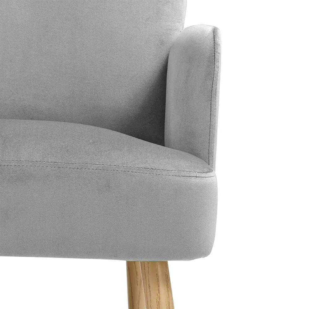 Wooden Legs Velvet Armchair Chair with Footrest - House Comfort