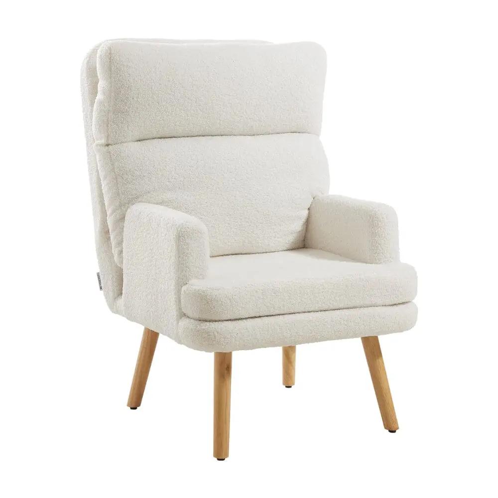 Wooden Legs Velvet Armchair Chair with Footrest - House Comfort
