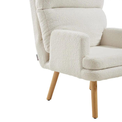 Wooden Legs Velvet Armchair Chair with Footrest - House Comfort