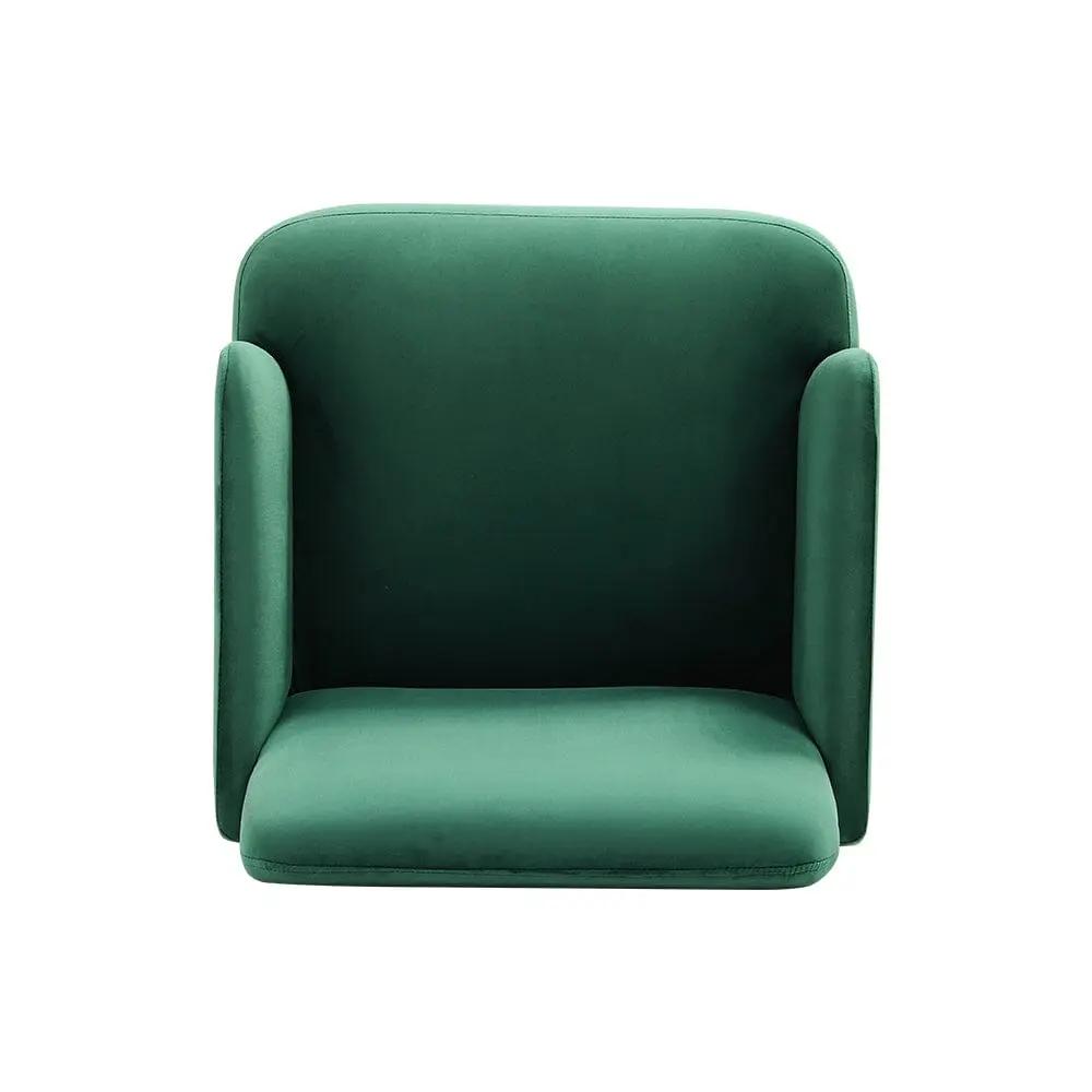 Wooden Legs Velvet Armchair Chair with Footrest - House Comfort