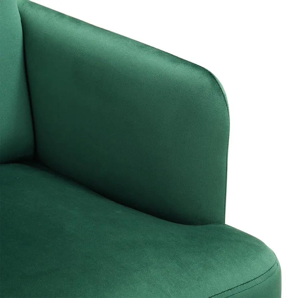 Wooden Legs Velvet Armchair Chair with Footrest - House Comfort