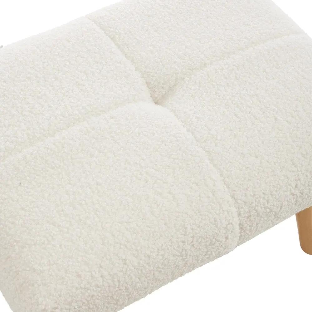 Wooden Legs Velvet Armchair Chair with Footrest - House Comfort