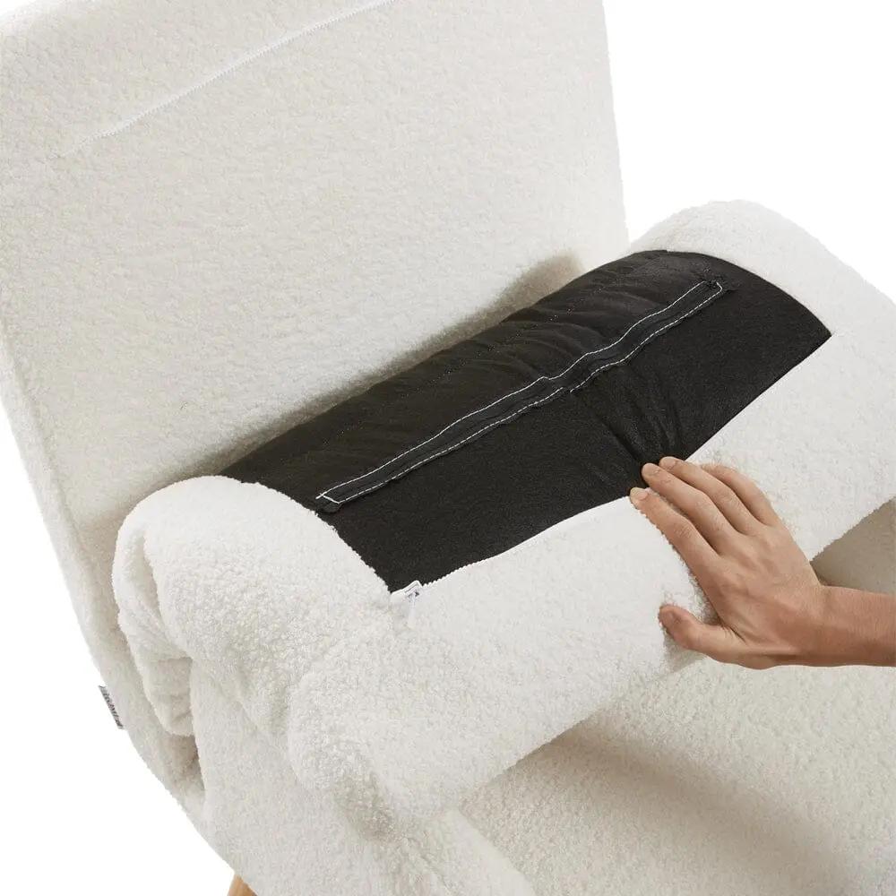 Wooden Legs Velvet Armchair Chair with Footrest - House Comfort