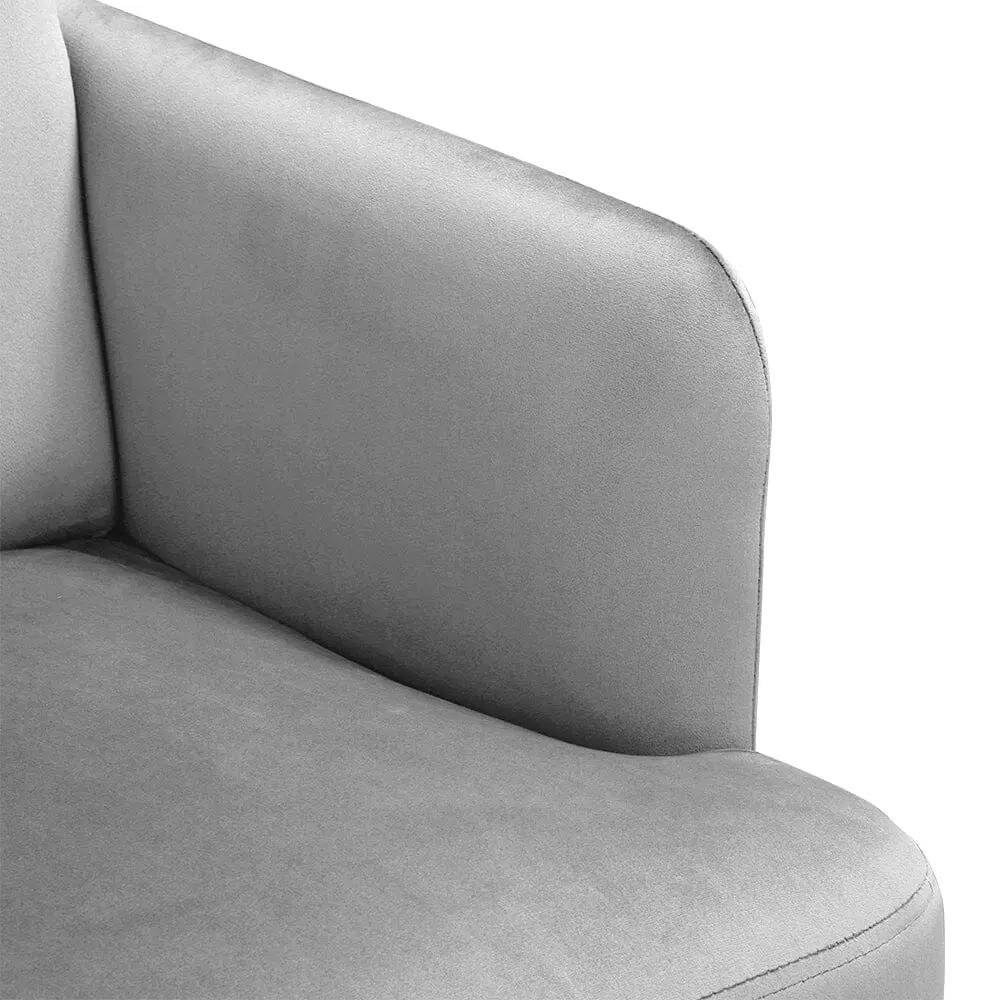 Wooden Legs Velvet Armchair Chair with Footrest - House Comfort