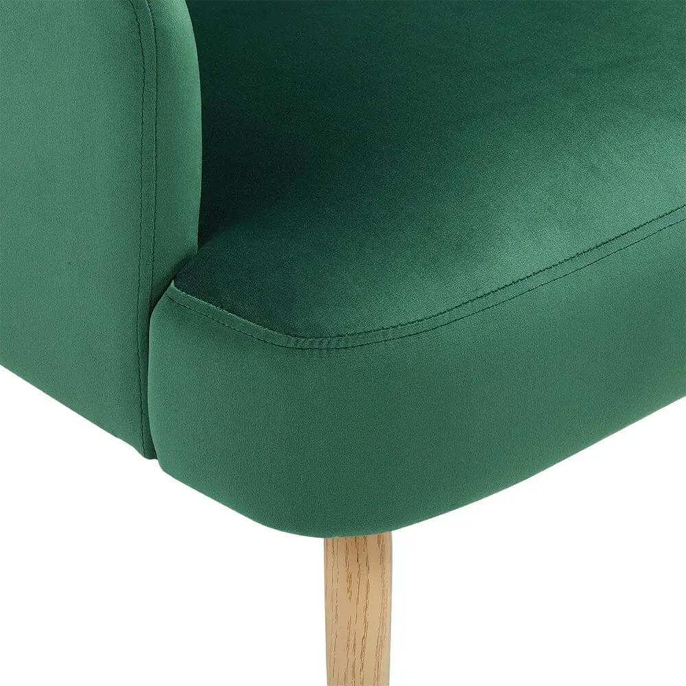 Wooden Legs Velvet Armchair Chair with Footrest - House Comfort