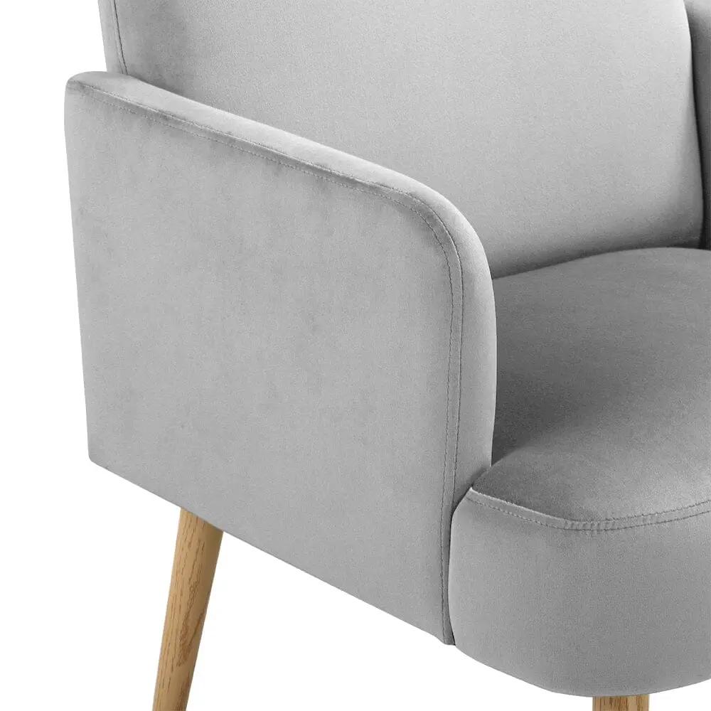 Wooden Legs Velvet Armchair Chair with Footrest - House Comfort