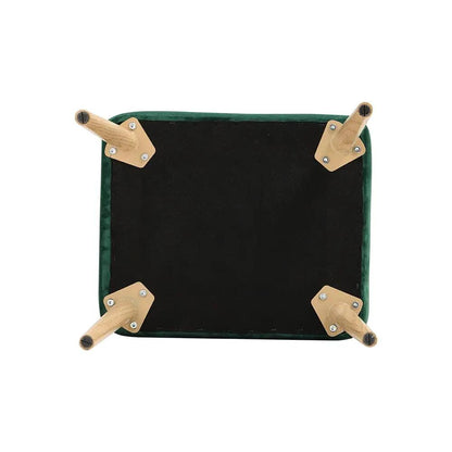 Wooden Legs Velvet Armchair Chair with Footrest - House Comfort