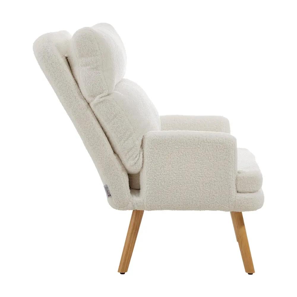 Wooden Legs Velvet Armchair Chair with Footrest - House Comfort