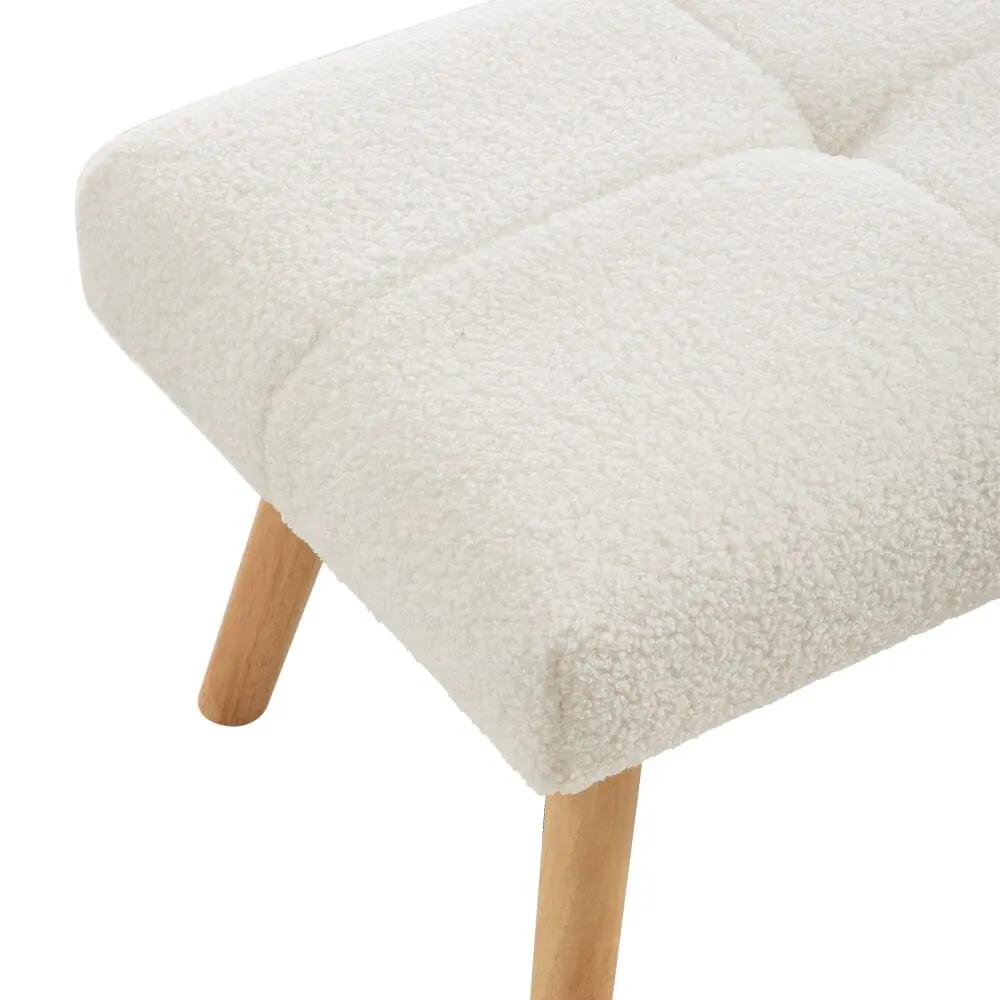 Wooden Legs Velvet Armchair Chair with Footrest - House Comfort