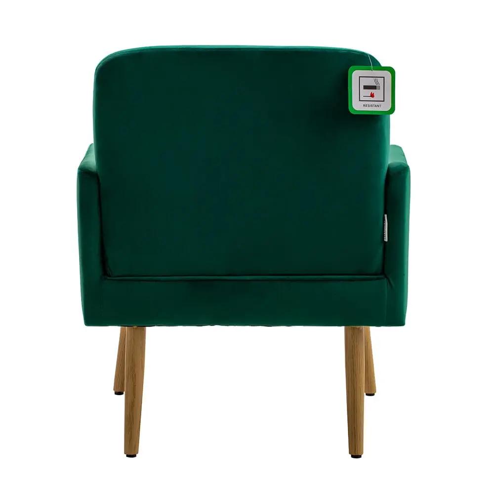 Wooden Legs Velvet Armchair Chair with Footrest - House Comfort